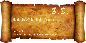 Babják Dénes névjegykártya